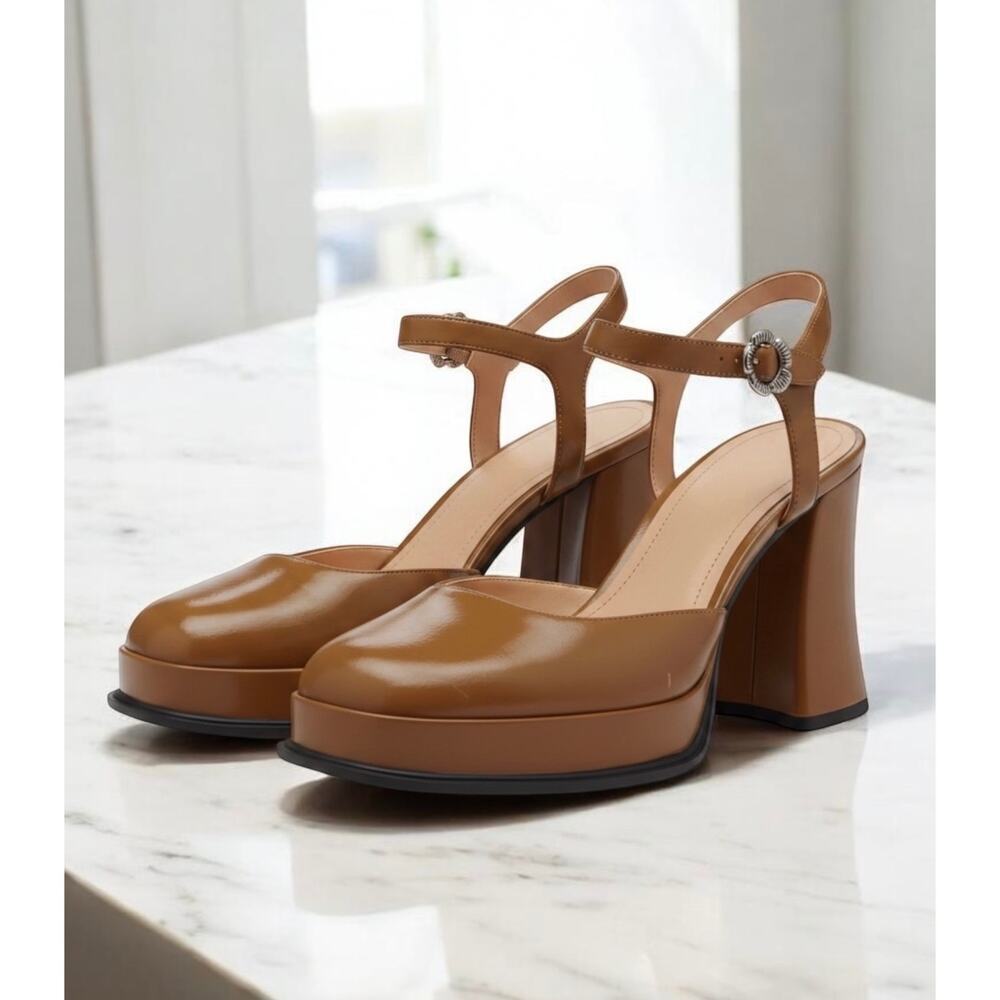 NWT Coach CBP06 Tea Rose Glazed Leather Pump Size 8.5B
